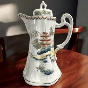 1900's Nippon Torri chocolate Pot, oriental Scene